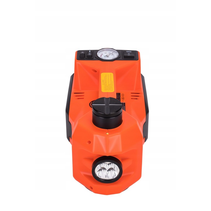 PODNOŚNIK SAMOCHODOWY ELEKTRYCZNY 5T 12V 14-45cm +kompresor latarka walizka