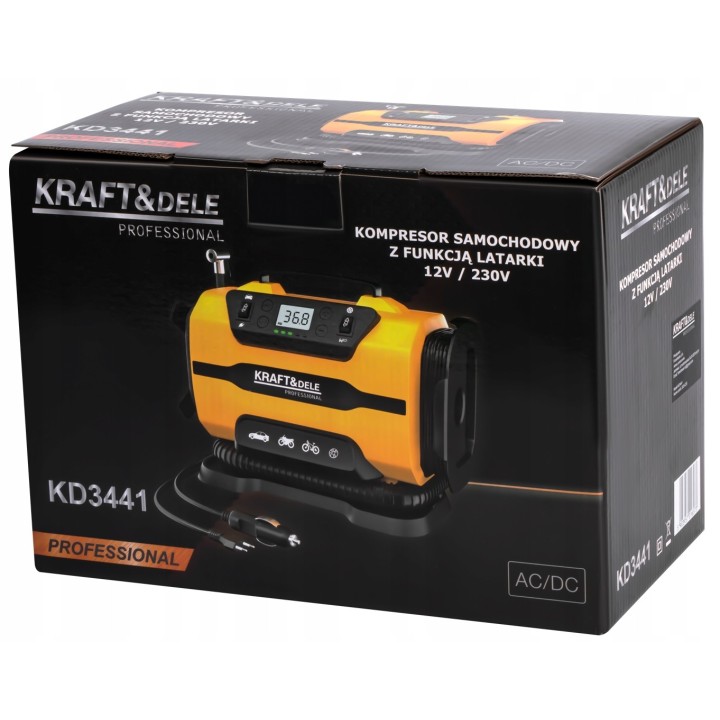 KOMPRESOR SAMOCHODOWY 12V 230V POMPKA ELEKTRYCZNA DO BASENU MATERACA + LED