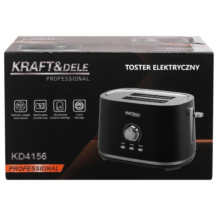 Toster Elektryczny 1000W czarny z regulacją 7 pioziomów