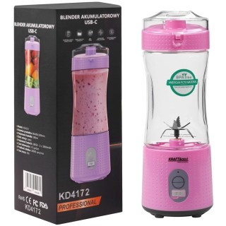 Blender przenośny bezprzewodowy akumulatorowy różowy USB-C 380ml / 2x3000mAh