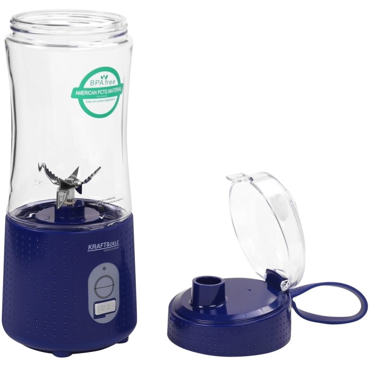 Blender przenośny bezprzewodowy akumulatorowy niebieski USB-C 380ml / 2x3000mAh