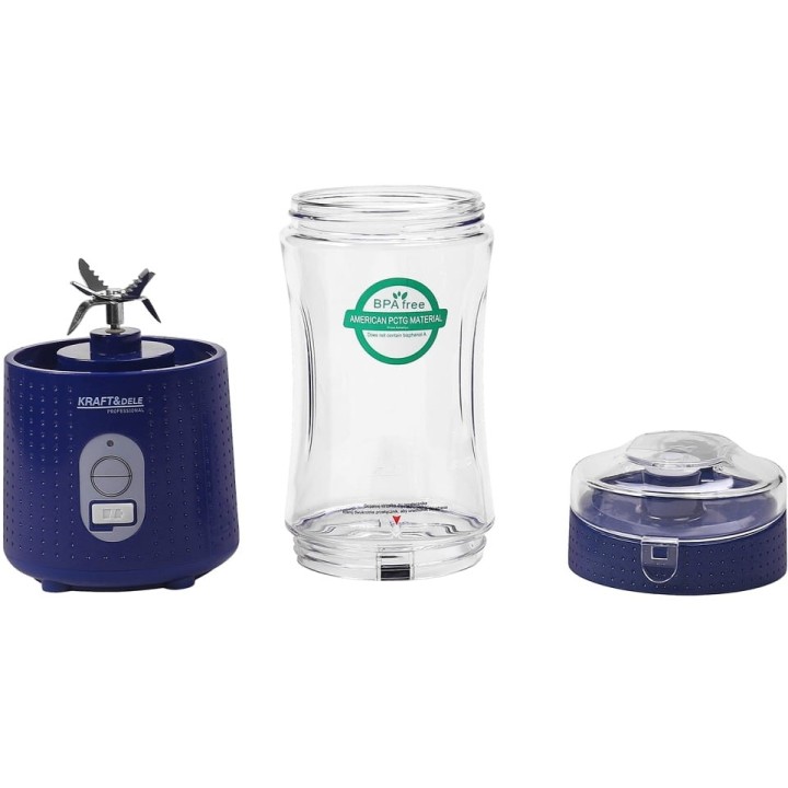 Blender przenośny bezprzewodowy akumulatorowy niebieski USB-C 380ml / 2x3000mAh
