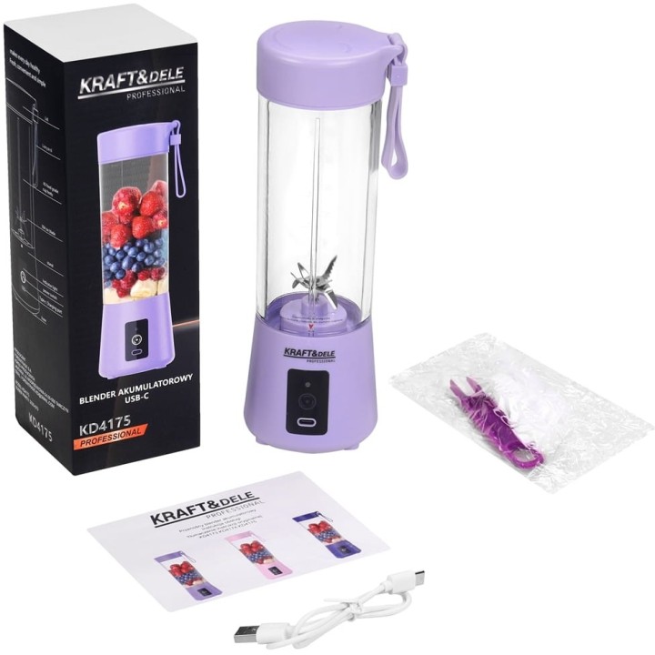 Blender przenośny bezprzewodowy akumulatorowy USB-C 400ml / 2x3000mAh