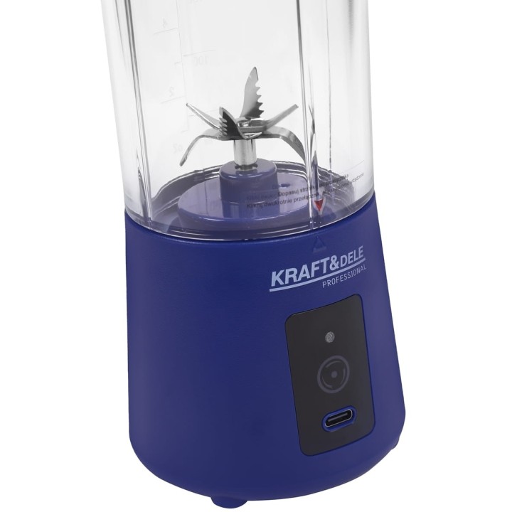 Blender przenośny bezprzewodowy akumulatorowy niebieski USB-C 400ml / 2x3000mAh
