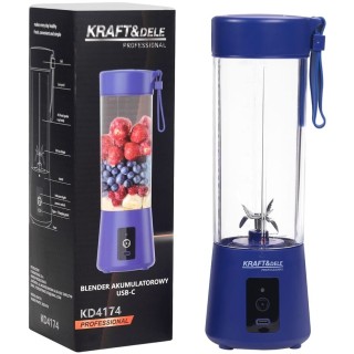 Blender przenośny bezprzewodowy akumulatorowy niebieski USB-C 400ml / 2x3000mAh