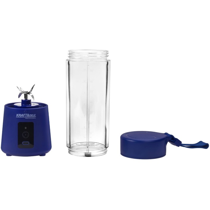 Blender przenośny bezprzewodowy akumulatorowy niebieski USB-C 400ml / 2x3000mAh