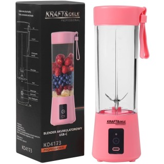 Blender przenośny bezprzewodowy akumulatorowy różowy USB-C 400ml / 2x3000mAh