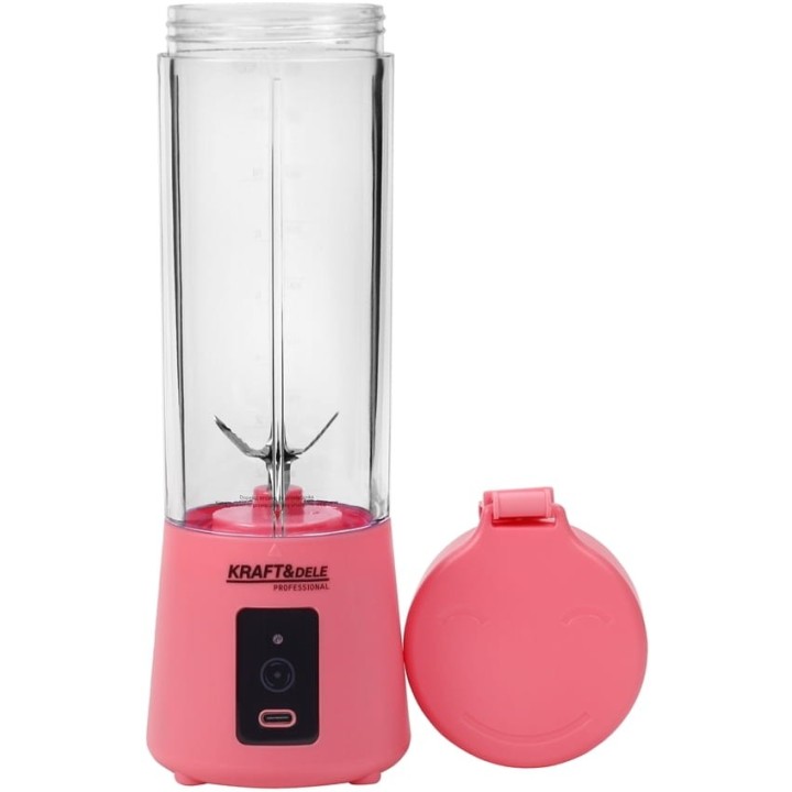 Blender przenośny bezprzewodowy akumulatorowy różowy USB-C 400ml / 2x3000mAh