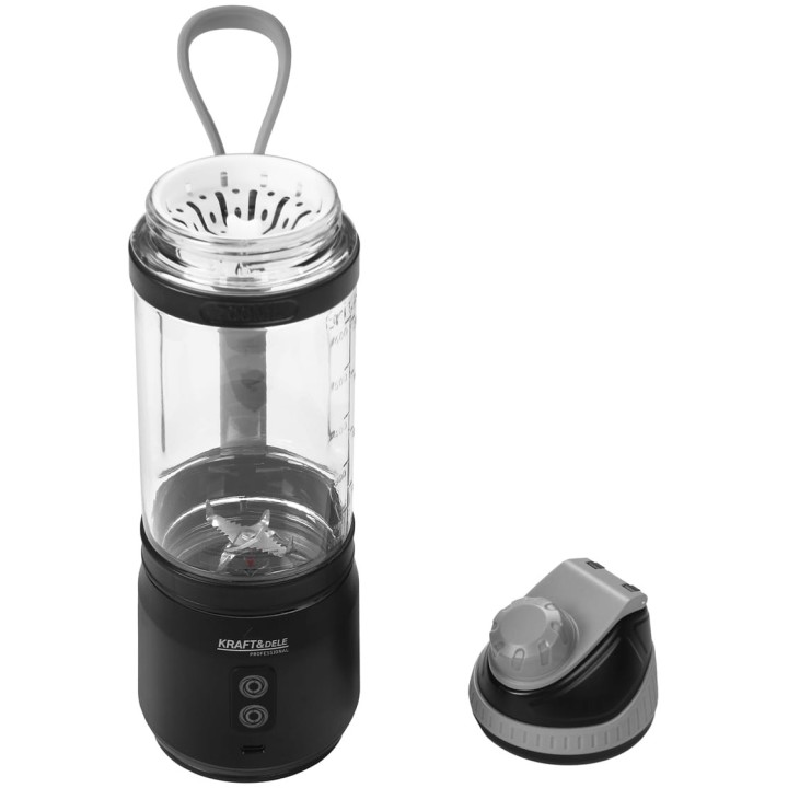 BLENDER przenośny bezprzewodowy AKUMULATOROWY czarny USB-C 700ML 2x2500mAh