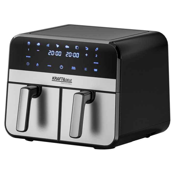 AIR FRYER FRYTKOWNICA BEZTŁUSZCZOWA DWUKOMOROWA DUŻA 12 PROGRAMÓW 9L 2500W