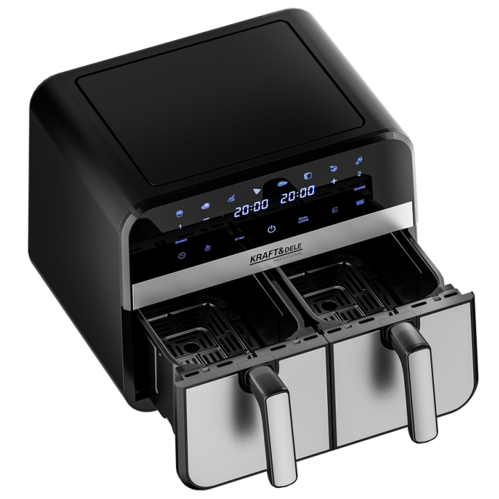 AIR FRYER FRYTKOWNICA BEZTŁUSZCZOWA DWUKOMOROWA DUŻA 12 PROGRAMÓW 9L 2500W