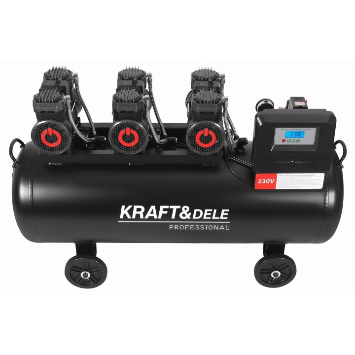 Kompresor bezolejowy 200L 3x2200W + separator i manometr z gliceryną