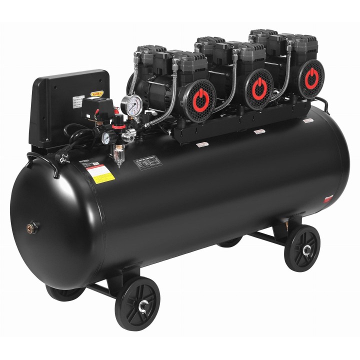 Kompresor bezolejowy 200L 3x2200W + separator i manometr z gliceryną
