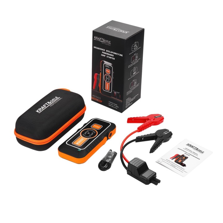 Jump Starter Powerbank QC ładowanie bezprzewodowe + etui 16000mAh + LED