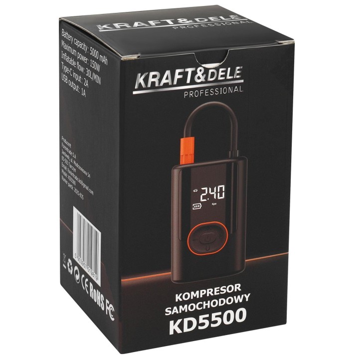 KOMPRESOR AKUMULATOROWY SPRĘŻARKA 5000mAh + powerbank