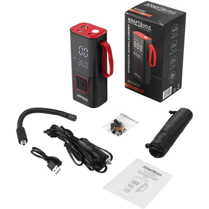 KOMPRESOR AKUMULATOROWY 85W 7800mAh powerbank LED