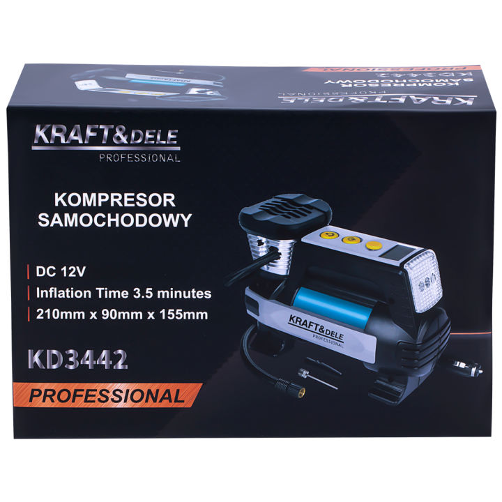 PRZENOŚNY KOMPRESOR SAMOCHODOWY z wyświetlaczem 12V + LATARKA
