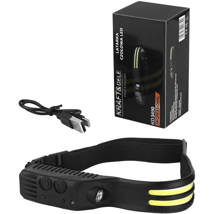 LATARKA LED CZOŁOWA akumulatorowa 1200mAh COB XPE USB-C