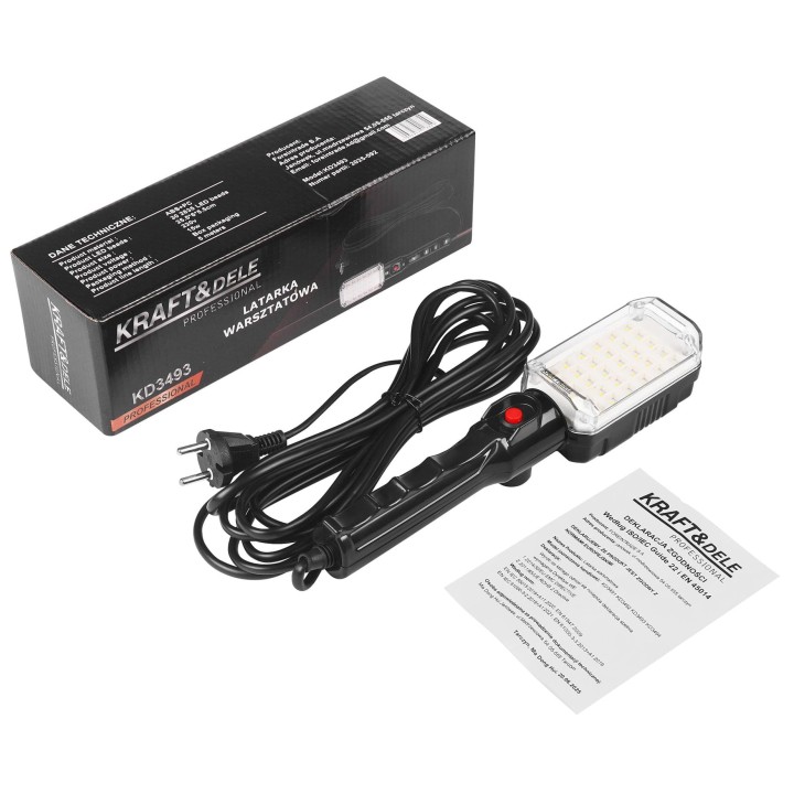 Latarka LAMPKA LAMPA WARSZTATOWA LED 15W z magnesem haczykiem 220V