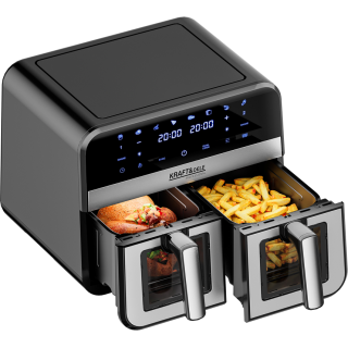 FRYTKOWNICA BEZTŁUSZCZOWA 9L 2500W DWIE KOMORY 4,5L + LCD
