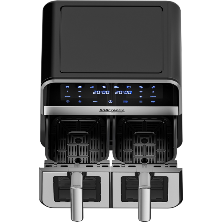 FRYTKOWNICA BEZTŁUSZCZOWA 9L 2500W DWIE KOMORY 4,5L + LCD