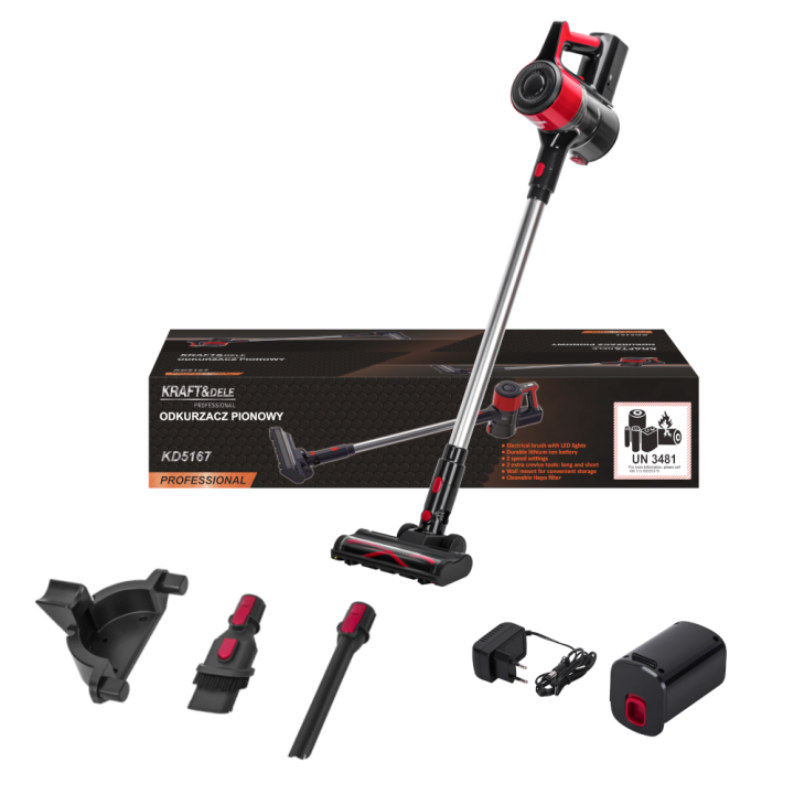 ODKURZCZ PIONOWY akumulatorowy bezprzewodowy 25,2V 2500mAh + LED