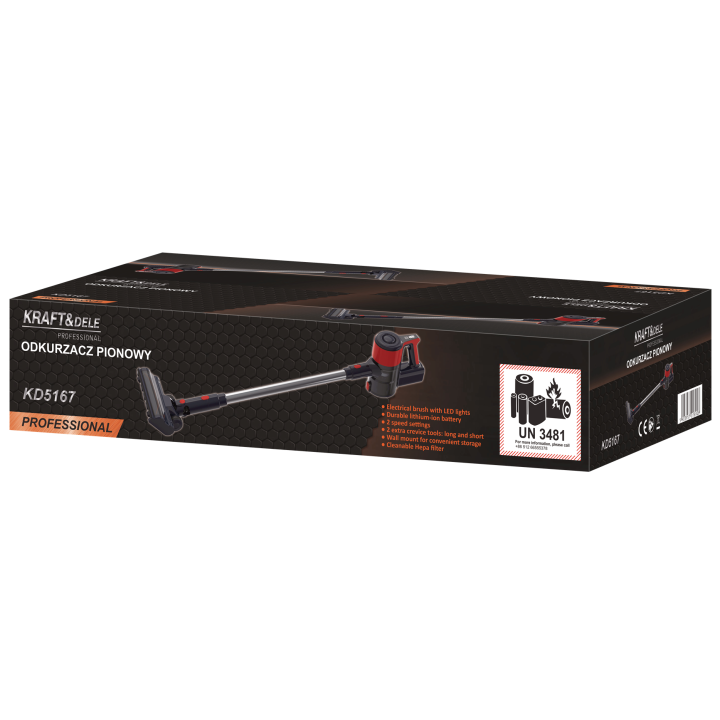 ODKURZCZ PIONOWY akumulatorowy bezprzewodowy 25,2V 2500mAh + LED