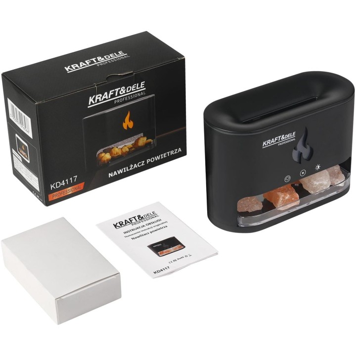 NAWILŻACZ POWIETRZA KOMINEK LAMPKA NOCNA EFEKT PŁOMIENIA LED DYFUZOR SÓL USB-C