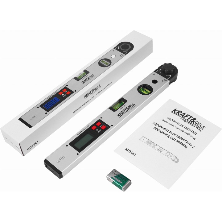 Kątomierz elektroniczny z poziomnicą LCD 400 mm