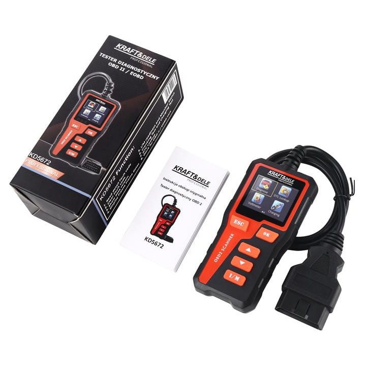 TESTER DIAGNOSTYCZNY OBD II/EOBD KOMPUTER DO KASOWANIA BŁĘDÓW z wyświetlaczem