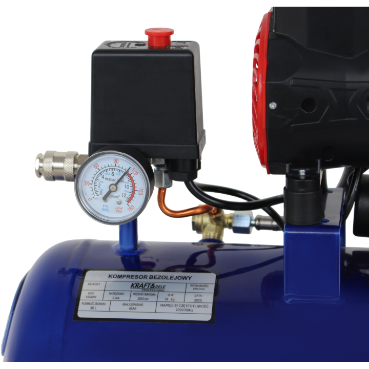 KOMPRESOR POWIETRZA BEZOLEJOWY 30L 230V 1500W SPRĘŻARKA