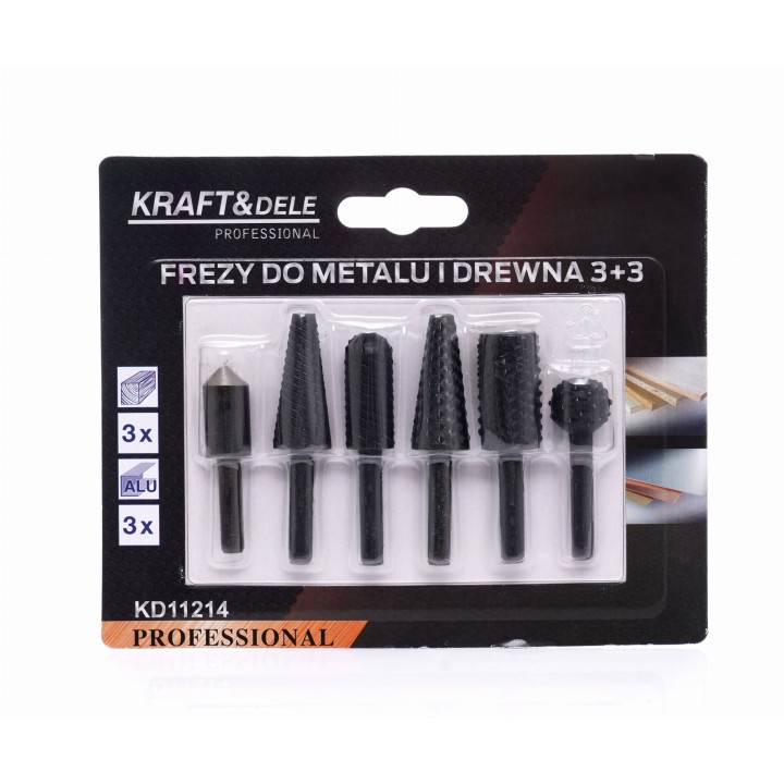 Frezy do metalu i drewna 3+3 6mm trzpień na wkrętarkę frezarkę