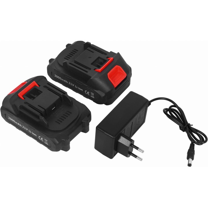 NOŻYCE AKUMULATOROWE 21V 2000mAh DUŻY ZESTAW 2x akumulator