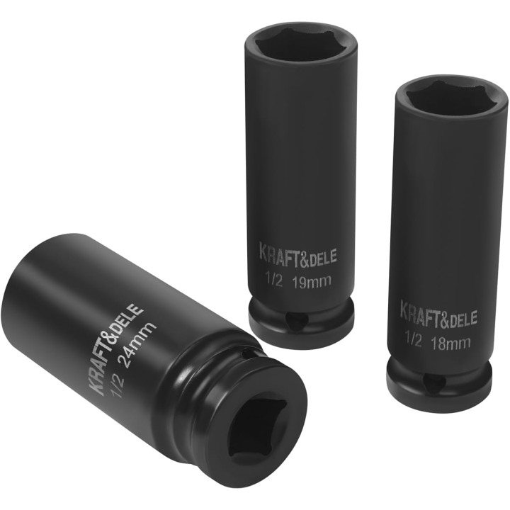 Nasadki udarowe czarne 1/2" 11 szt 78mm 10-24mm + walizka