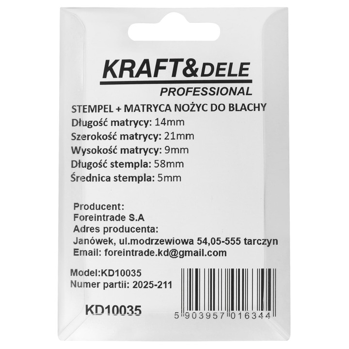 STEMPEL + MATRYCA WKŁAD DO NOŻYC DO BLACHY