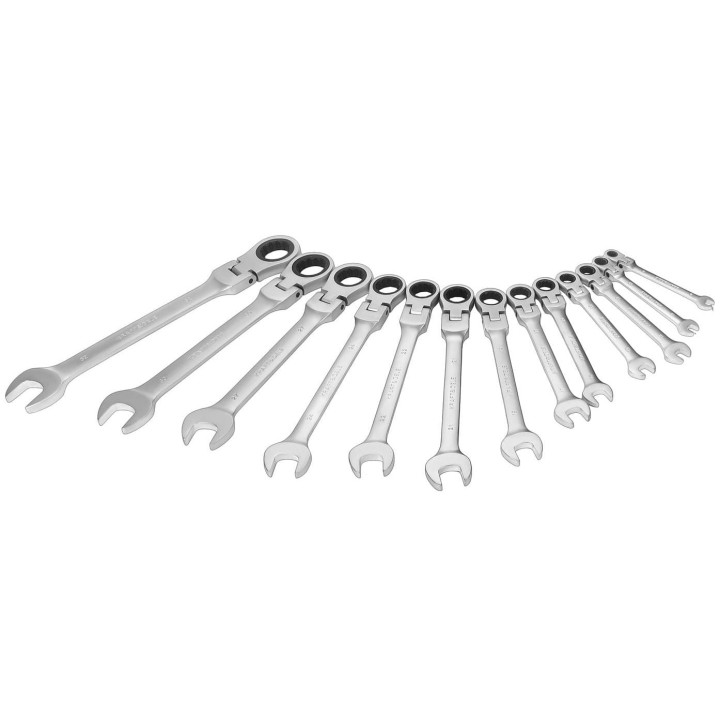 KLUCZE PŁASKO-OCZKOWE Z GRZECHOTKĄ ŁAMANE 13szt 8-32mm + walizka
