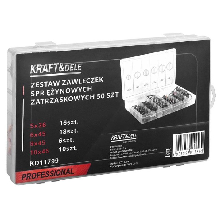 ZAWLECZKI SPRĘŻYNOWE ZATRZASKOWE 50EL. DO SWORZNI TRZPIENI OSI