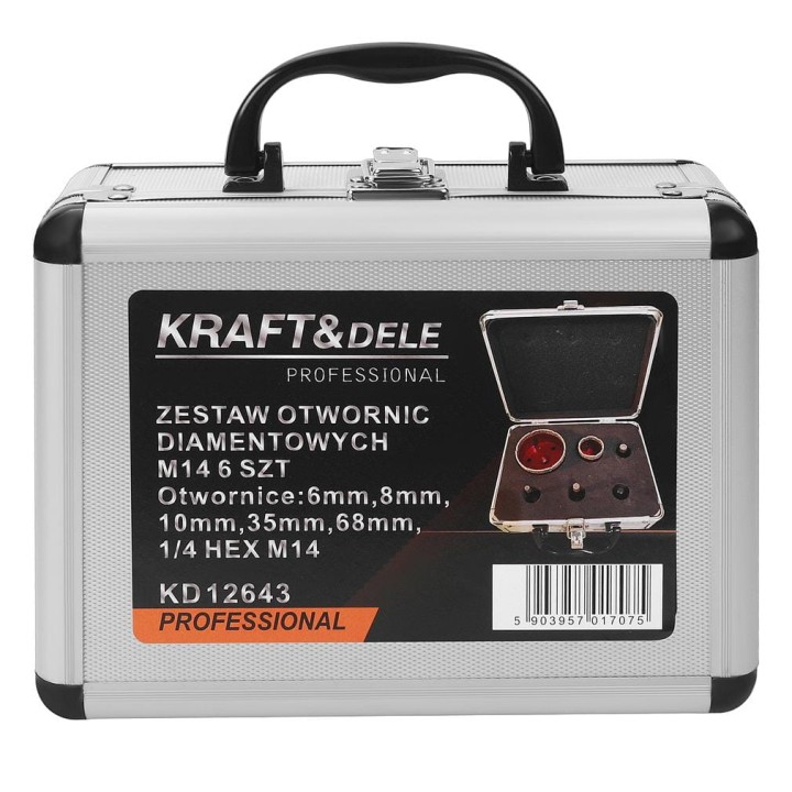 ZEST. OTWORNIC DIAMENTOWYCH 6EL. 6-68mm M14 DO KAFELEK PŁYTEK GRESU + WALIZKA