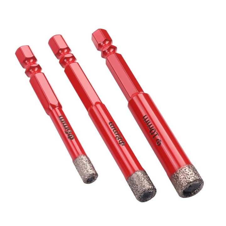 Zestaw otwornic diamentowych do gresu 3 elementy HEX 6 8 10 mm na wkrętarkę