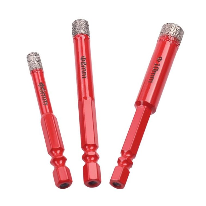 Zestaw otwornic diamentowych do gresu 3 elementy HEX 6 8 10 mm na wkrętarkę