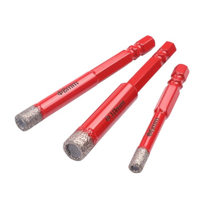 Zestaw otwornic diamentowych do gresu 3 elementy HEX 6 8 10 mm na wkrętarkę