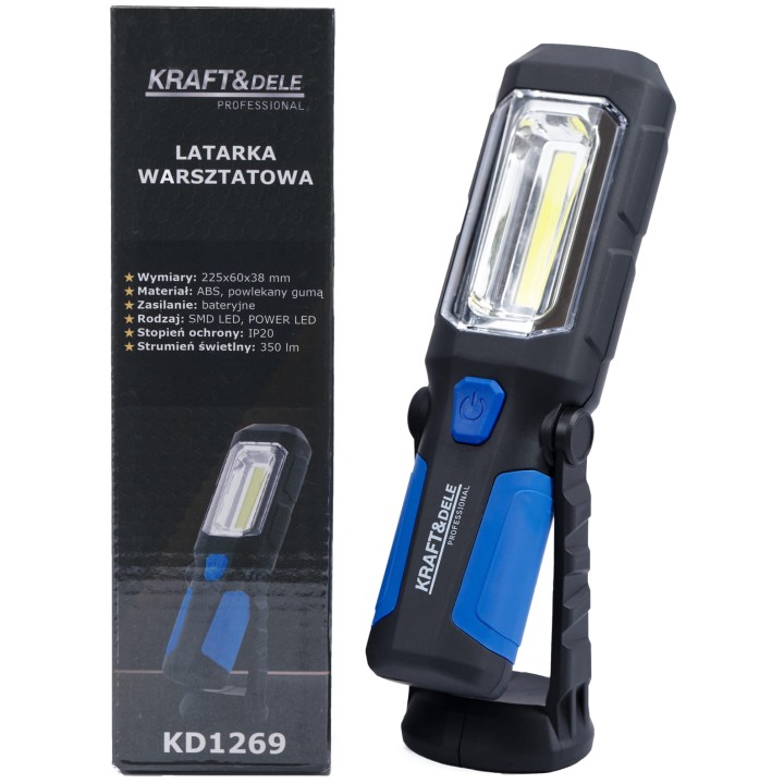 LATARKA LAMPKA WARSZTATOWA LED 350LM  na baterie