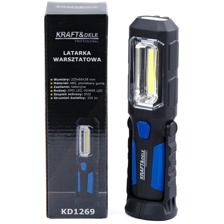 LATARKA LAMPKA WARSZTATOWA LED 350LM  na baterie