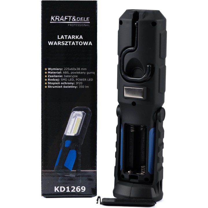 LATARKA LAMPKA WARSZTATOWA LED 350LM  na baterie