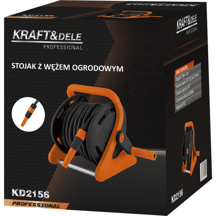 STOJAK Z WĘŻEM OGRODOWYM 20M+2M 1/2" ZWIJANY WĄŻ