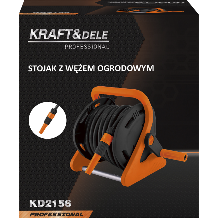 STOJAK Z WĘŻEM OGRODOWYM 20M+2M 1/2" ZWIJANY WĄŻ