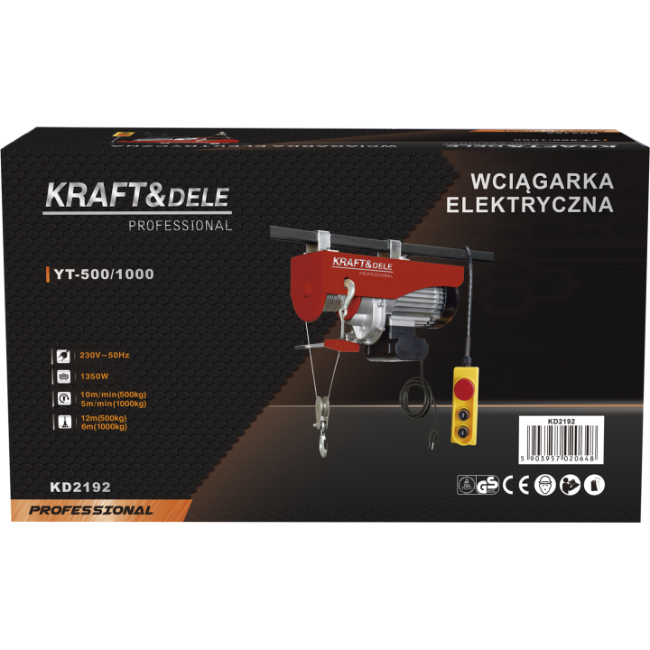 WYCIĄGARKA ELEKTRYCZNA 230V 1350W 1TONA 12M