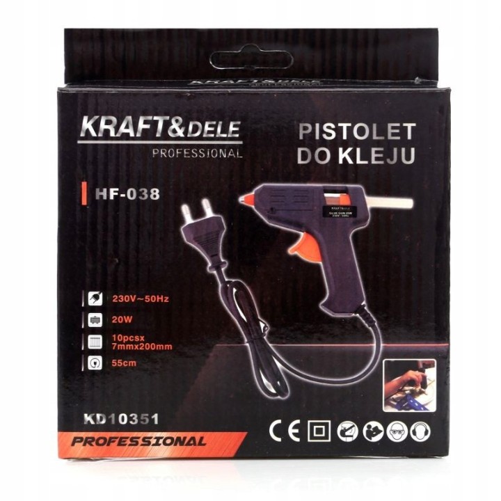 PISTOLET DO KLEJU NA GORĄCO KLEJ 20W 7mm + WKŁADY