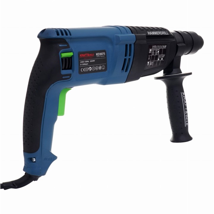 MŁOTOWIERTARKA UDAROWA 2650W SDS+ wymienne futerko + wazlizka + dłuta