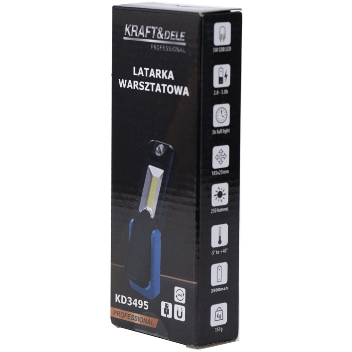 LATARKA WARSZTATOWA LED LATARKA 250LM 2500mAh USB